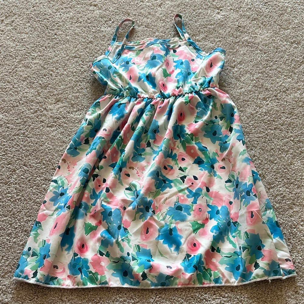 Floral Kids Dress in Pink and Blue